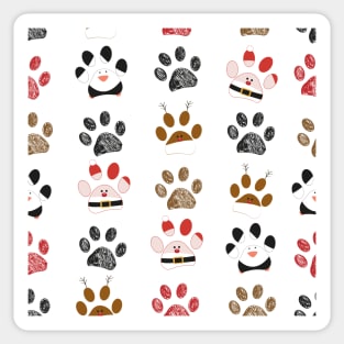 Santa Claus made of paw prints cute Sticker